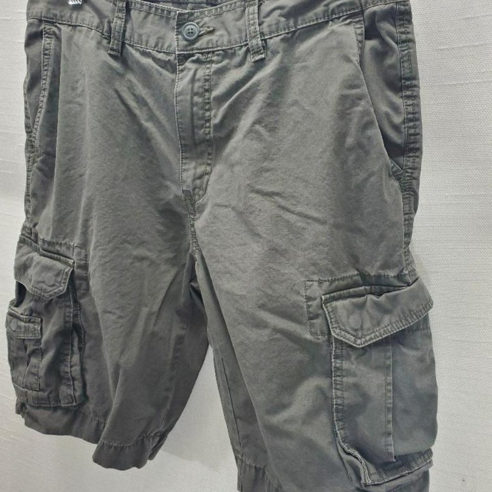 Gap Cargo Shorts Mens 34 Gray Green Snap Pockets 100% Cotton - Picture 4 of 9